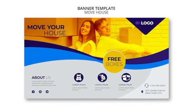 Mover modelo de banner de negócios de casa