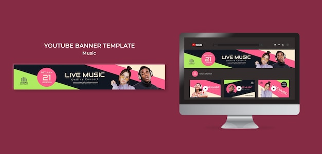 PSD grátis music show youtube banner design template