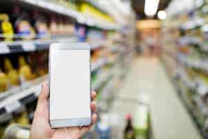 PSD grátis navegação smartphone no supermercado