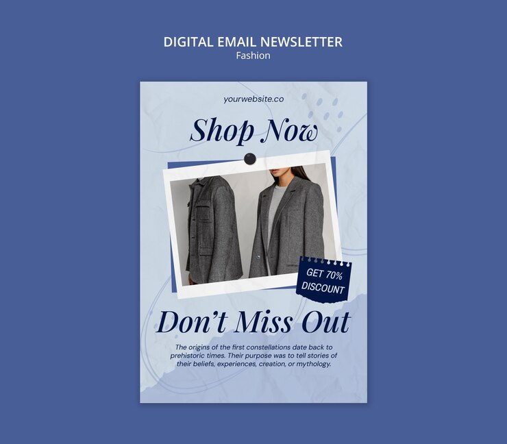 PSD grátis newsletter de e-mail de moda - compre agora e não perca
