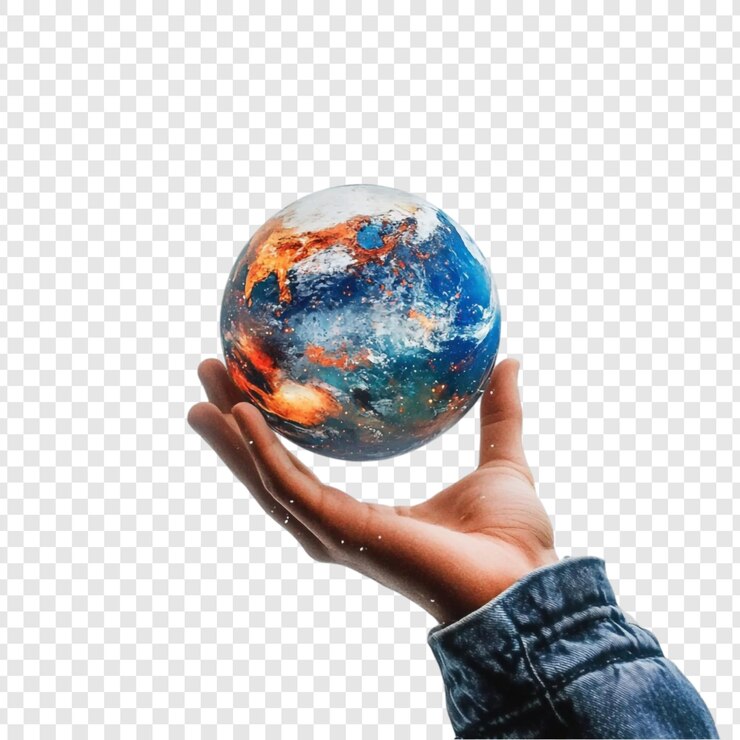 PSD grátis nosso precioso planeta uma mão segurando a terra