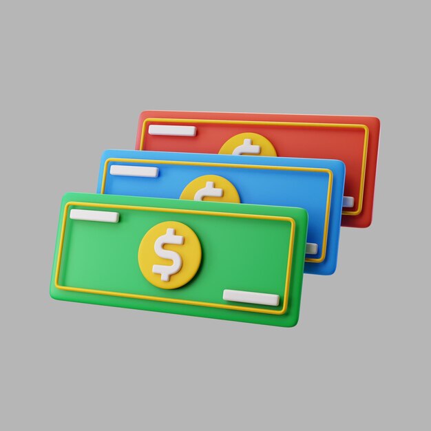Notas de dólar de papel 3d