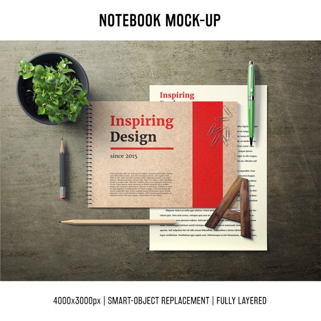 Notebook mock up modelo