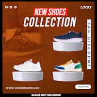 PSD grátis nova coleção de sapatos design de modelo de postagem de mídia social