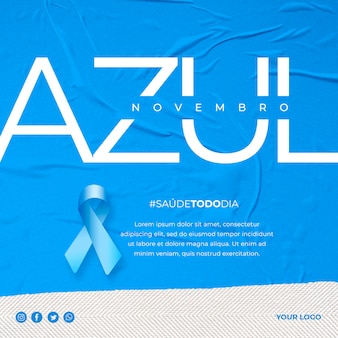 Novembro azul no brasil pós instagram conscientização do câncer de próstata Psd Premium