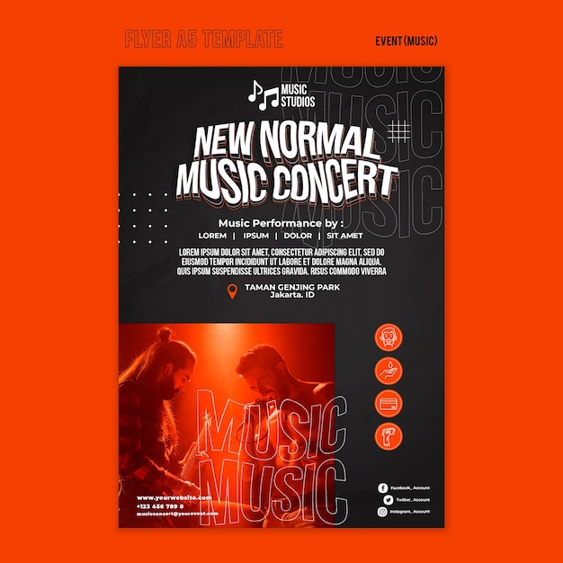 Novo modelo de impressão de concerto de música normal