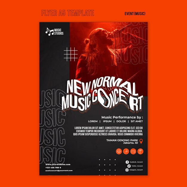 Novo modelo de impressão de concerto de música normal
