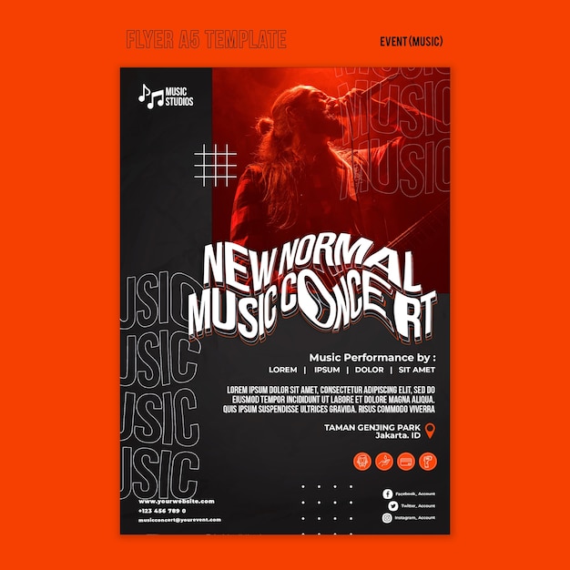 Novo modelo de impressão de concerto de música normal