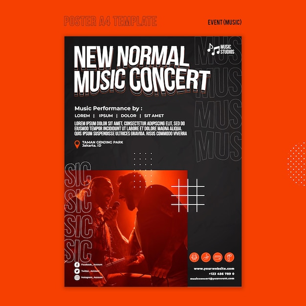Novo modelo de impressão de concerto de música normal
