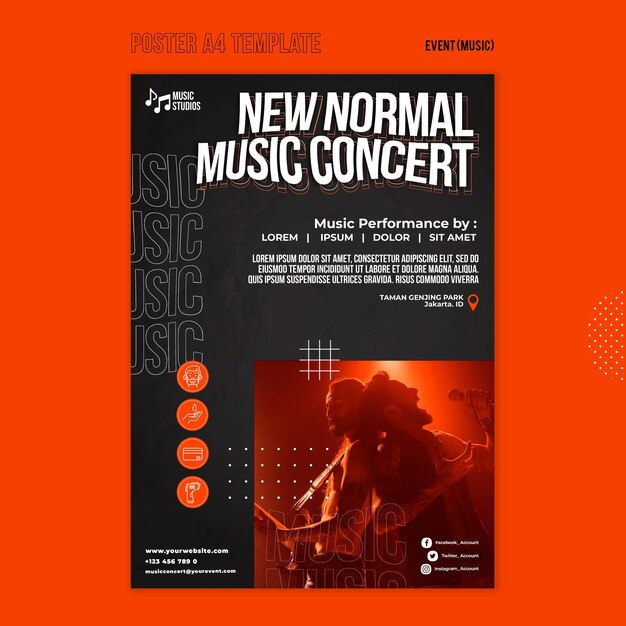 Novo modelo de impressão de concerto de música normal