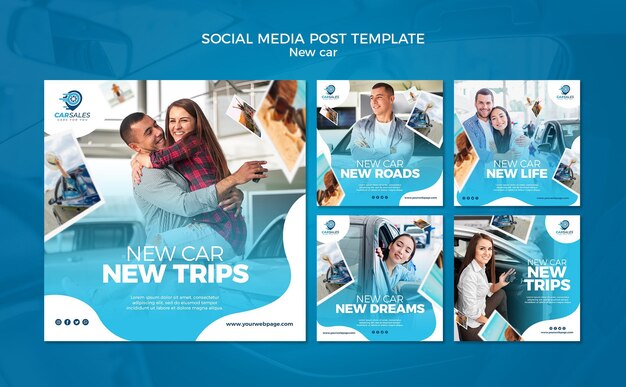 Novo modelo de postagem de mídia social de conceito de carro