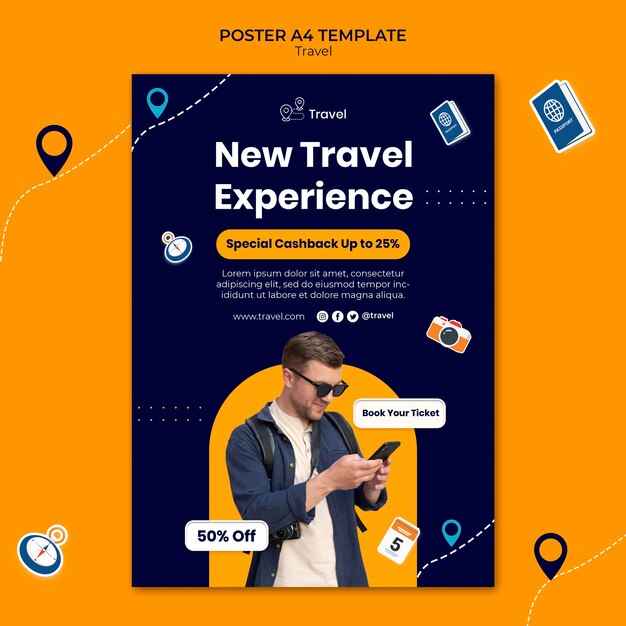 Novo modelo de pôster de experiência de viagem