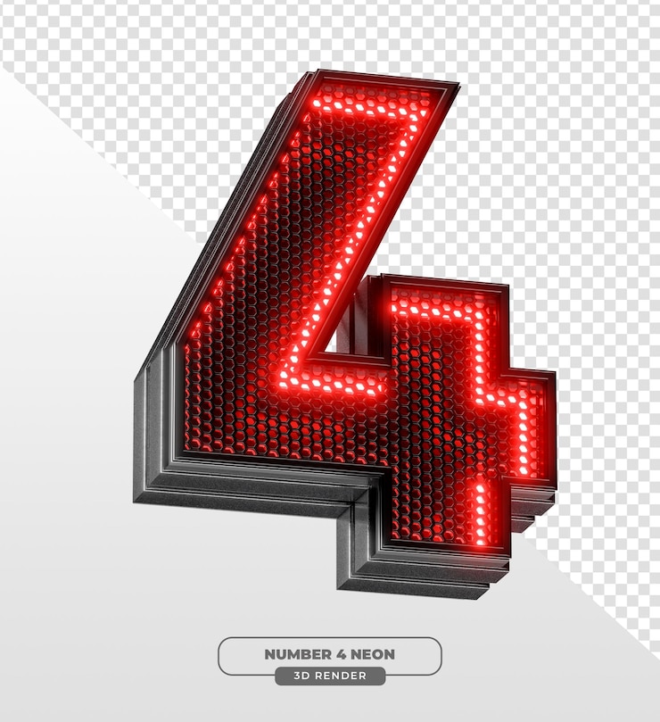 PSD grátis número de néon 3d 4