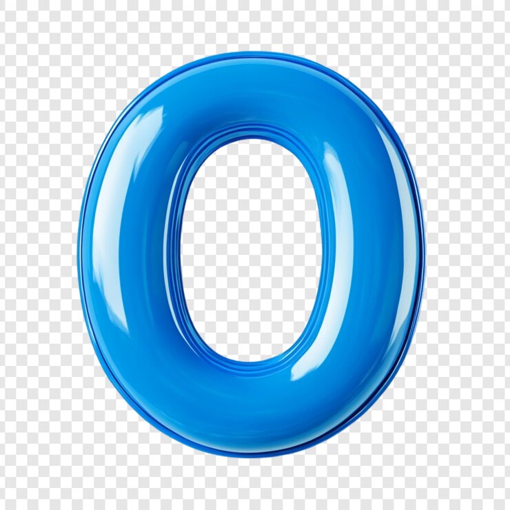 PSD grátis número zero azul brilhante uma letra renderizada em 3d