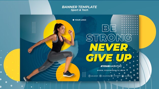 Nunca desista de modelo de banner de esporte