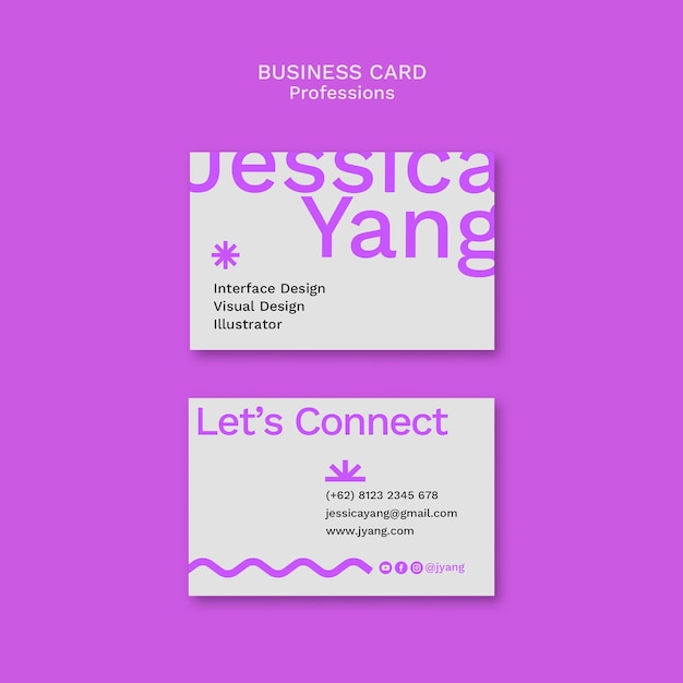 O cartão de visita de Jessica yang: interface, design visual e ilustração
