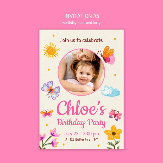 O convite para a festa de aniversário da Chloe.
