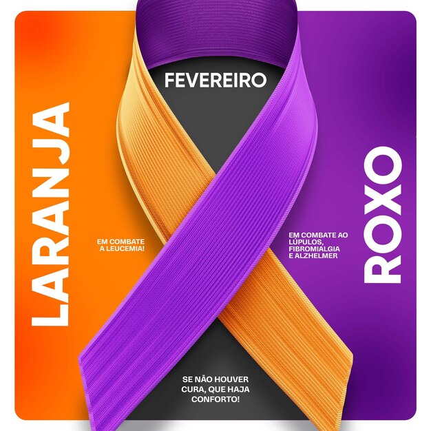 O feed das redes sociais de Fevereiro é laranja e roxo.
