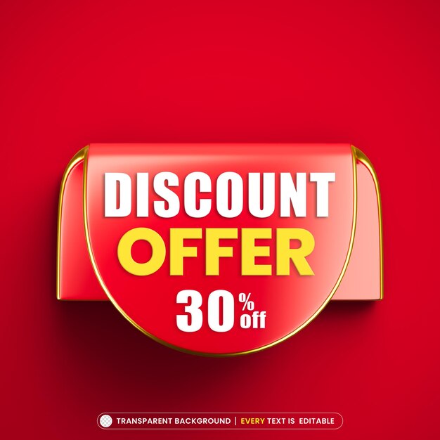 Oferta de desconto 30 fora do banner de promoção com texto editável