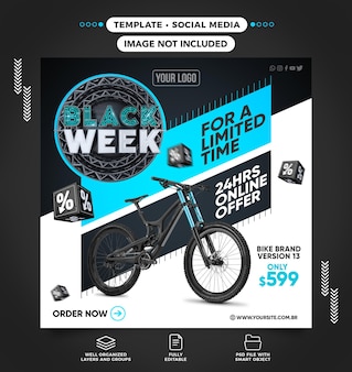Oferta de feed de mídia social da black week bike por tempo limitado