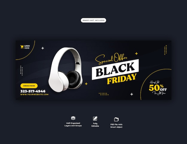 Oferta especial modelo de banner de capa do facebook black friday