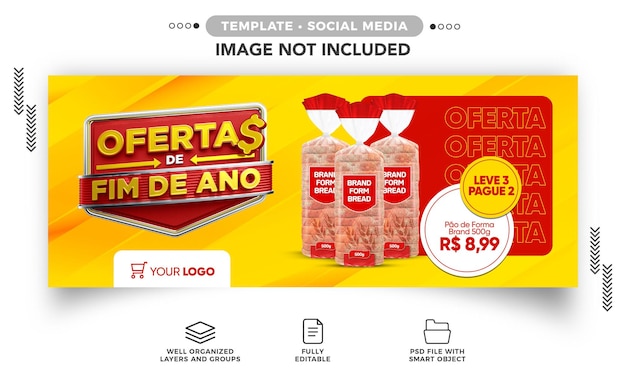 PSD grátis ofertas de férias de supermercado de banner de mídia social