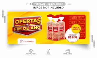 PSD grátis ofertas de férias de supermercado de banner de mídia social