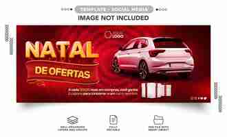 PSD grátis ofertas de natal de banner de mídia social para vendas de carros