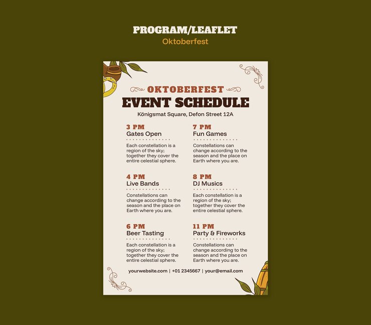 PSD grátis oktoberfest event schedule flyer template