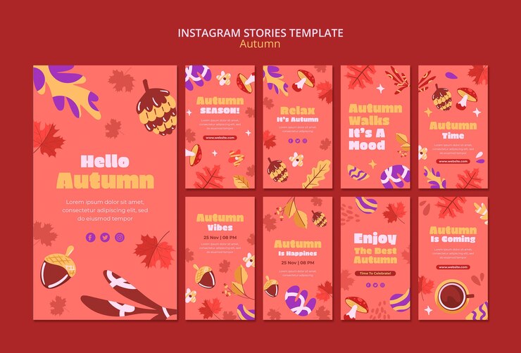 PSD grátis olá histórias do instagram da temporada de outono