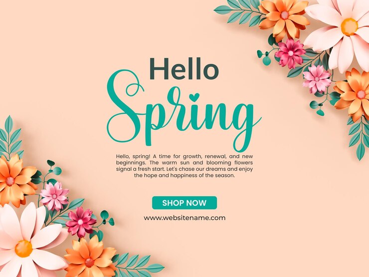 PSD grátis olá modelo de banner de primavera com flor margarida