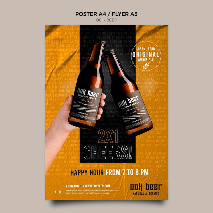 PSD grátis ook modelo de pôster de cerveja