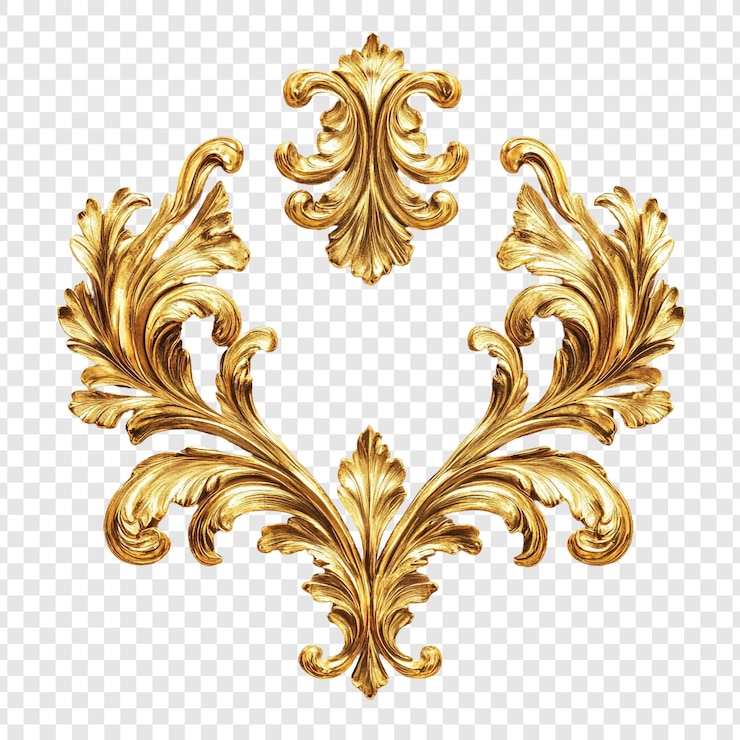 PSD grátis ornamento barroco de folha dourada dourada