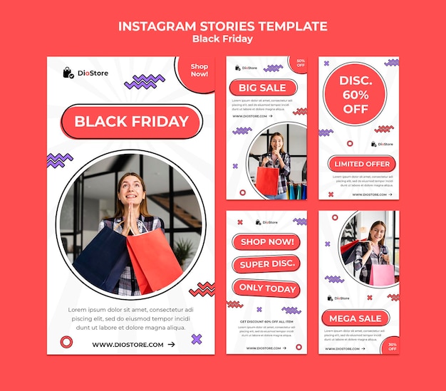 Pacote de histórias de mídia social da Black Friday