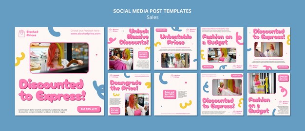 Pacote de modelos de postagem de vendas em redes sociais