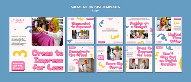 Pacote de modelos de postagem de vendas em redes sociais