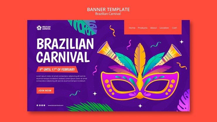 PSD grátis página de chegada da celebração do carnaval brasileiro
