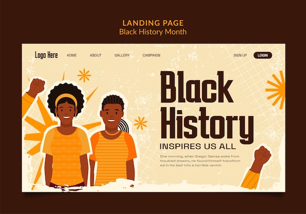 Página de chegada da celebração do mês da história negra