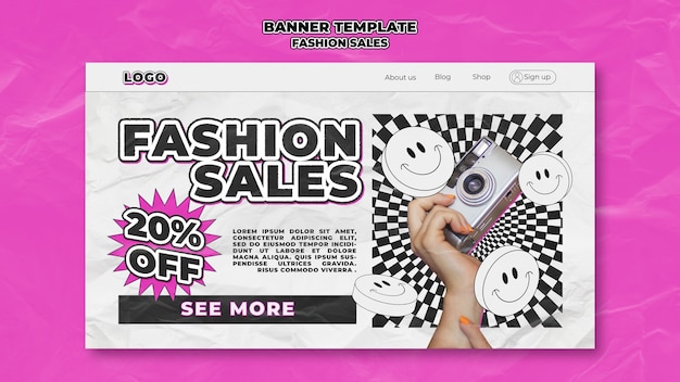 PSD grátis página de chegada de vendas de moda de design plano