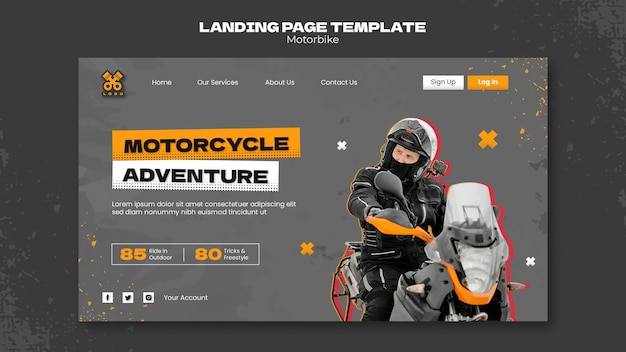 PSD grátis página de destino da aventura de moto