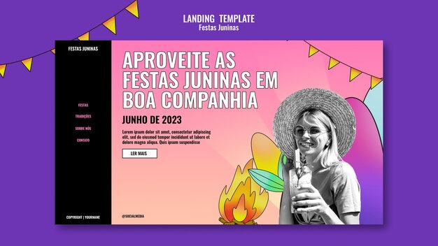 Página de destino da celebração das festas juninas