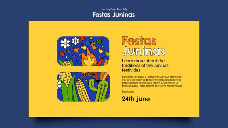 PSD grátis página de destino da celebração das festas juninas