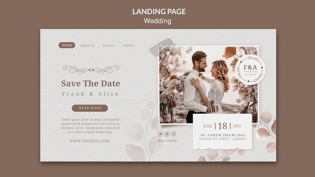Página de destino da celebração de casamento
