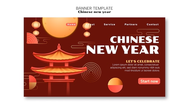 PSD grátis página de destino da celebração do ano novo chinês