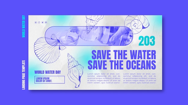 PSD grátis página de destino da celebração do dia mundial da água