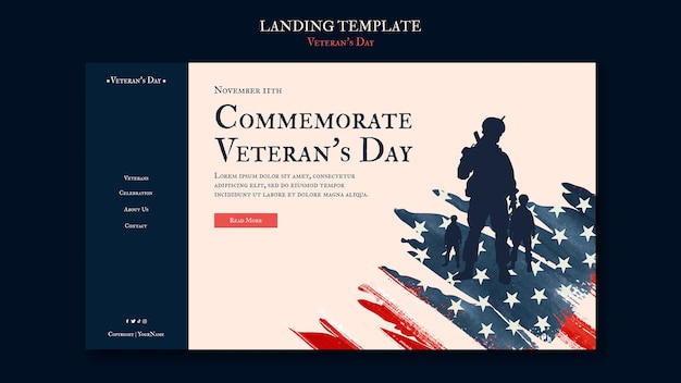 Página de destino da comemoração do dia dos veteranos
