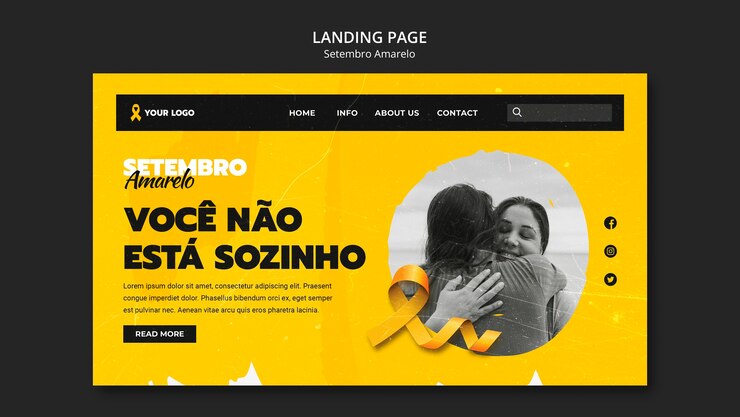 PSD grátis página de destino da conscientização do setembro amarelo