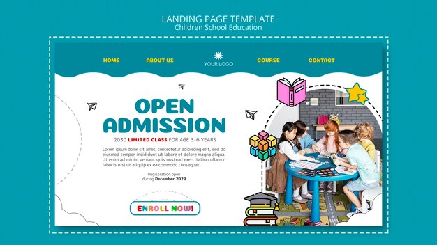 Página de destino da escola infantil