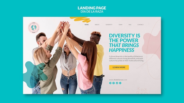 Página de destino de amigos de diversas etnias