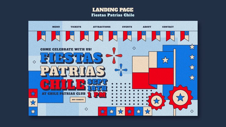 PSD grátis página de destino de design plano fiestas patrias chile